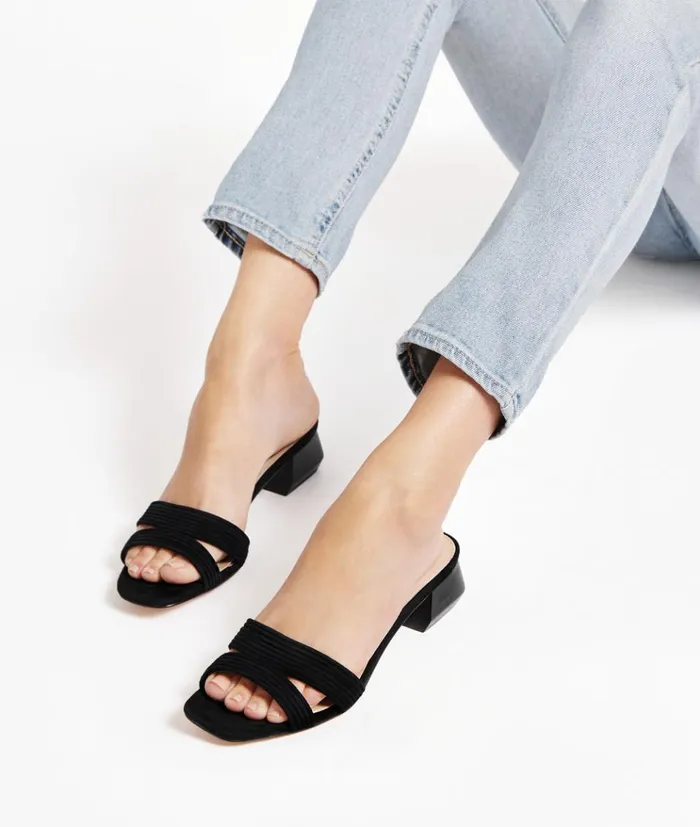 Pelle Moda Inina Slide 8211 Black Black Kid Suede Women Low Heels Pelle Moda Inina Slide 8211 Black Black Kid Suede Women Low Heels