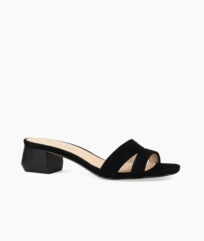 Pelle Moda Inina Slide 8211 Black Black Kid Suede Women Low Heels Pelle Moda Inina Slide 8211 Black Black Kid Suede Women Low Heels