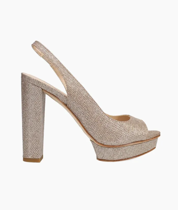 Pelle Moda Palma 2 Platform 8211 Gold Platinum Gold Metallic Textile Women High Heels
