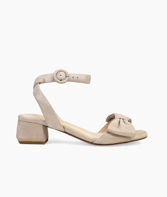 Pelle Moda Tandi Sandal 8211 Taupe Dark Taupe Shimmer Suede Women Low Heels