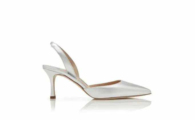 Pumps Women Manolo Blahnik CAROLYNE 70Silver Nappa Leather Slingback Pumps Pumps Women Manolo Blahnik CAROLYNE 70Silver Nappa Leather Slingback Pumps
