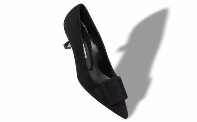 Pumps Women Manolo Blahnik MAYSALEPUMP 50Black Suede Buckle Detail Pumps