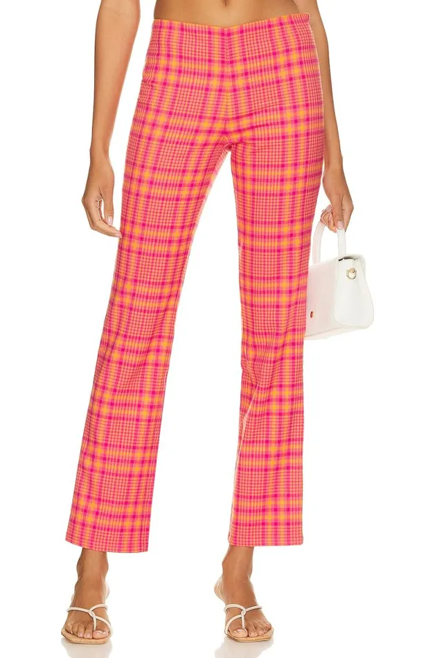 Rodeo Pant Pink and Orange Plaid Women Lovers and Friends Pants