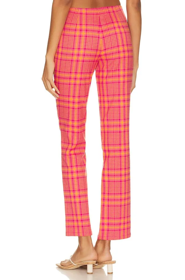 Rodeo Pant Pink and Orange Plaid Women Lovers and Friends Pants