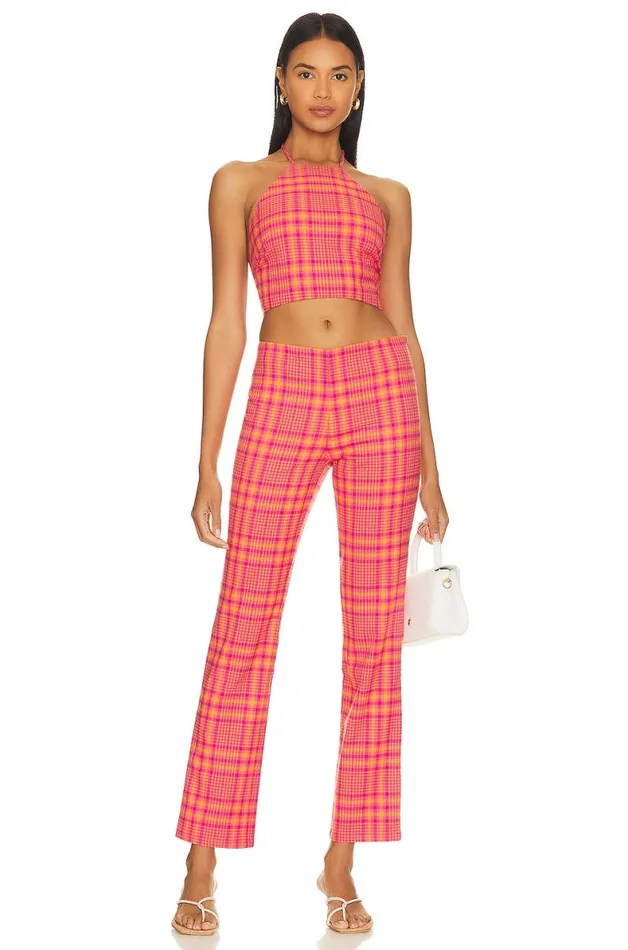 Rodeo Pant Pink and Orange Plaid Women Lovers and Friends Pants