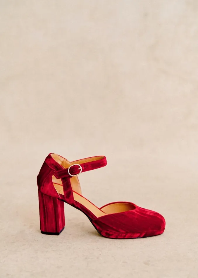 Szane Babies Ballerinas and Pumps Womens Katie Babies Red Pleated Velvet