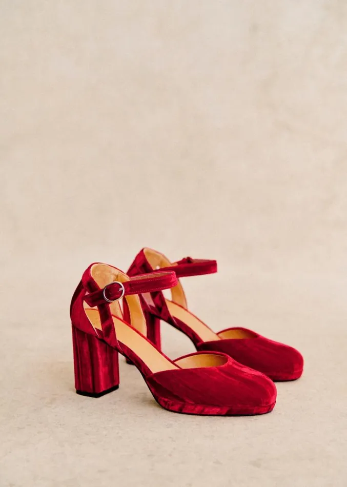 Szane Babies Ballerinas and Pumps Womens Katie Babies Red Pleated Velvet