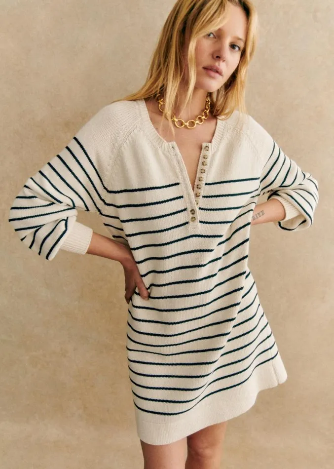 Szane Dresses Womens Leontine Dress Natural Navy