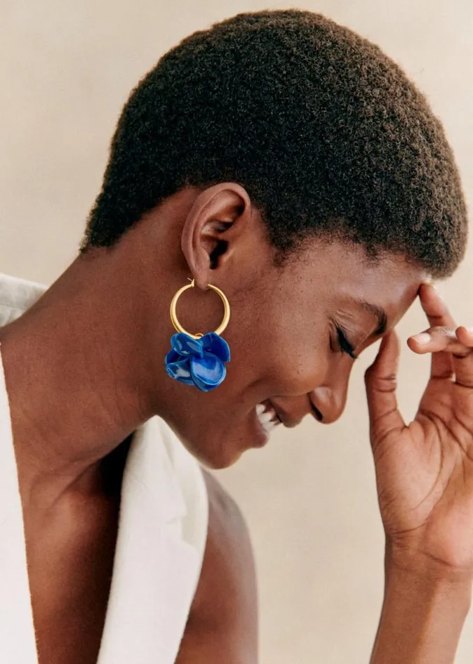 Szane Earrings Womens Flora Hoops Navy Blue