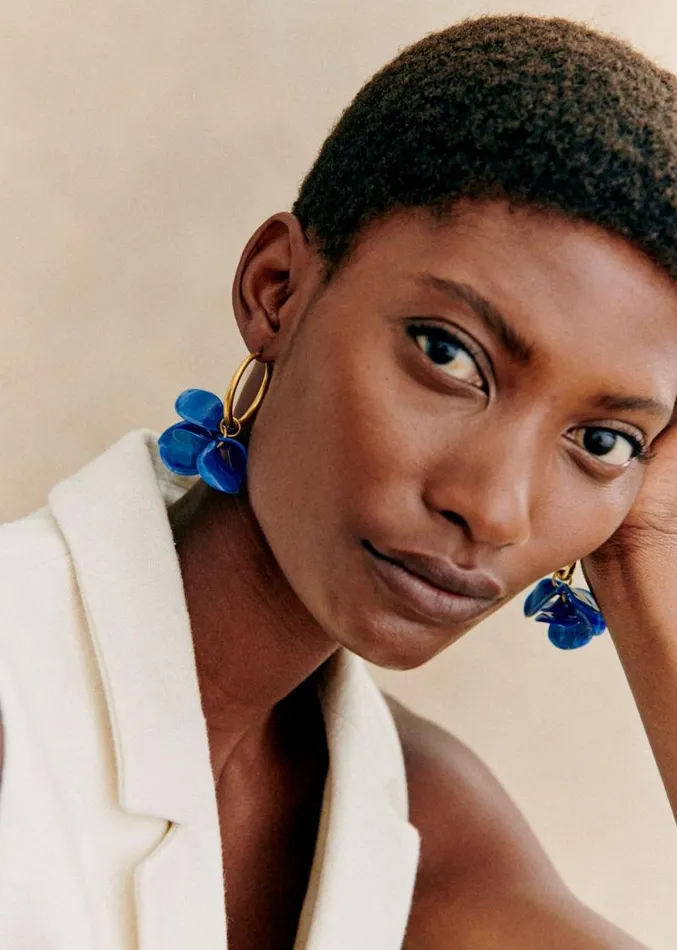 Szane Earrings Womens Flora Hoops Navy Blue