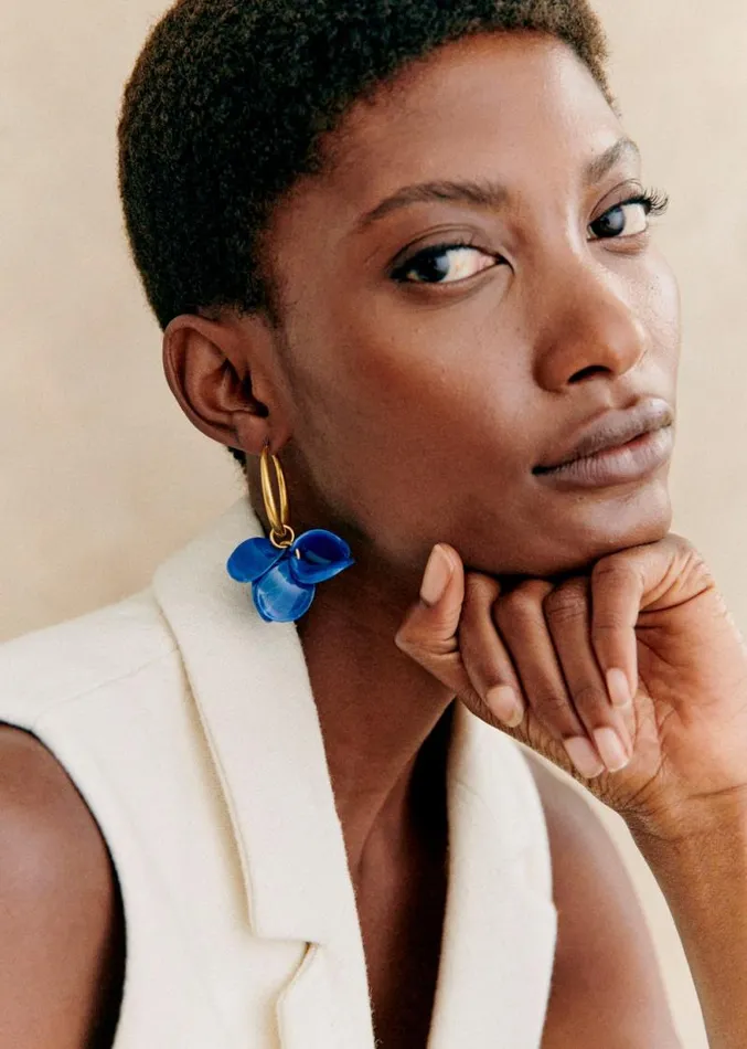 Szane Earrings Womens Flora Hoops Navy Blue