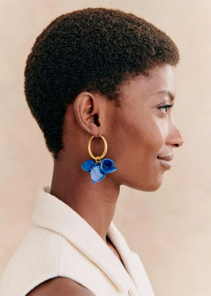 Szane Earrings Womens Flora Hoops Navy Blue