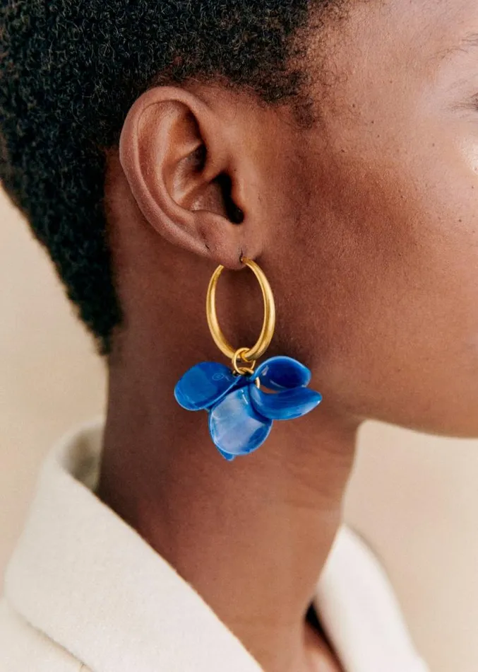 Szane Earrings Womens Flora Hoops Navy Blue