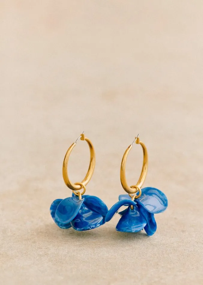 Szane Earrings Womens Flora Hoops Navy Blue