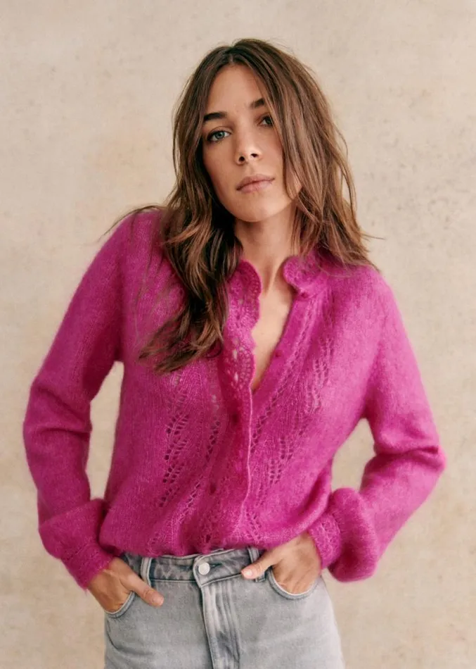 Szane Knitwear Womens Angie Cardigan 8211 Pink Creation Fuchsia