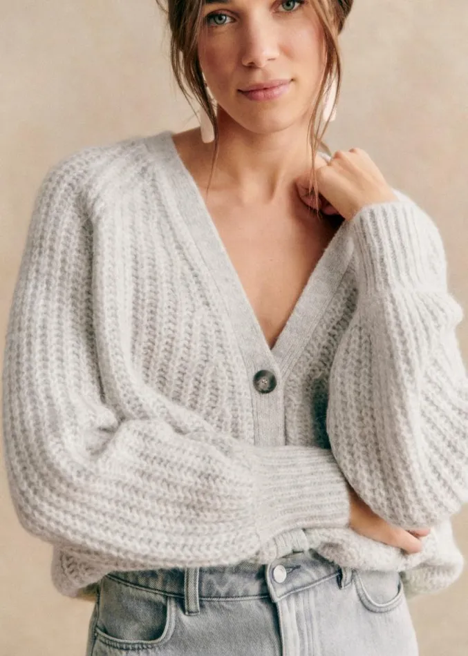Szane Knitwear Womens Basile Cardigan Light Pearl Grey