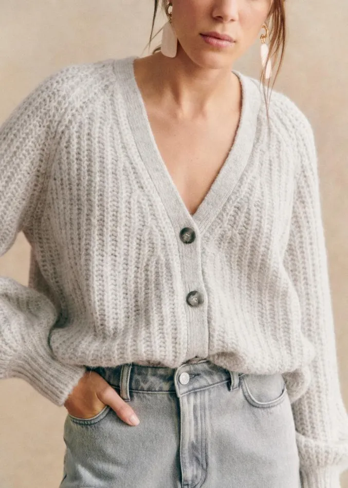 Szane Knitwear Womens Basile Cardigan Light Pearl Grey