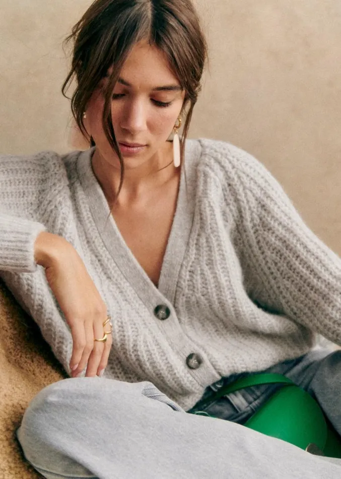 Szane Knitwear Womens Basile Cardigan Light Pearl Grey