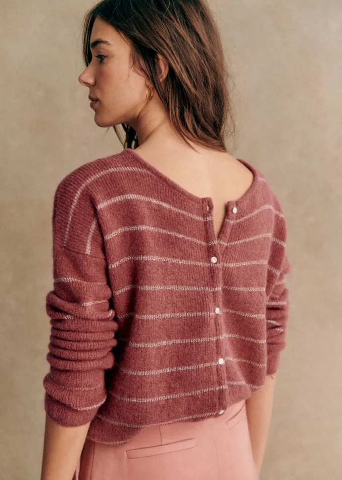 Szane Knitwear Womens Gaspard Cardigan Dark Rosewood Gold
