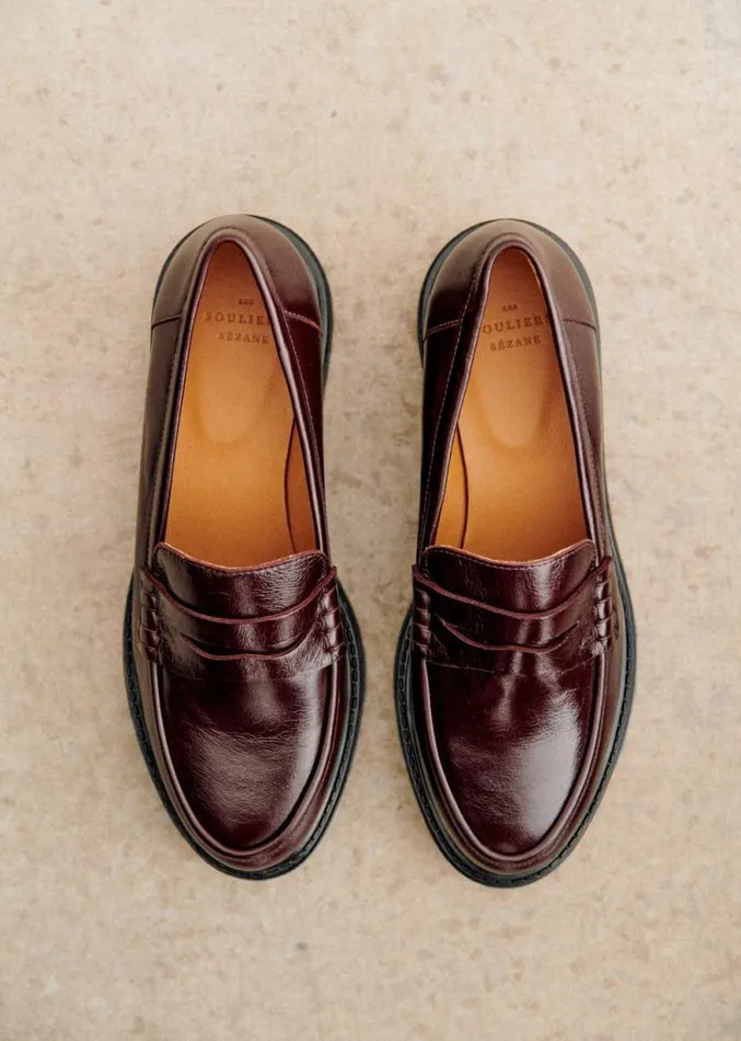 Szane Loafers and Sneakers Womens Albane Loafers Glossy Burgundy