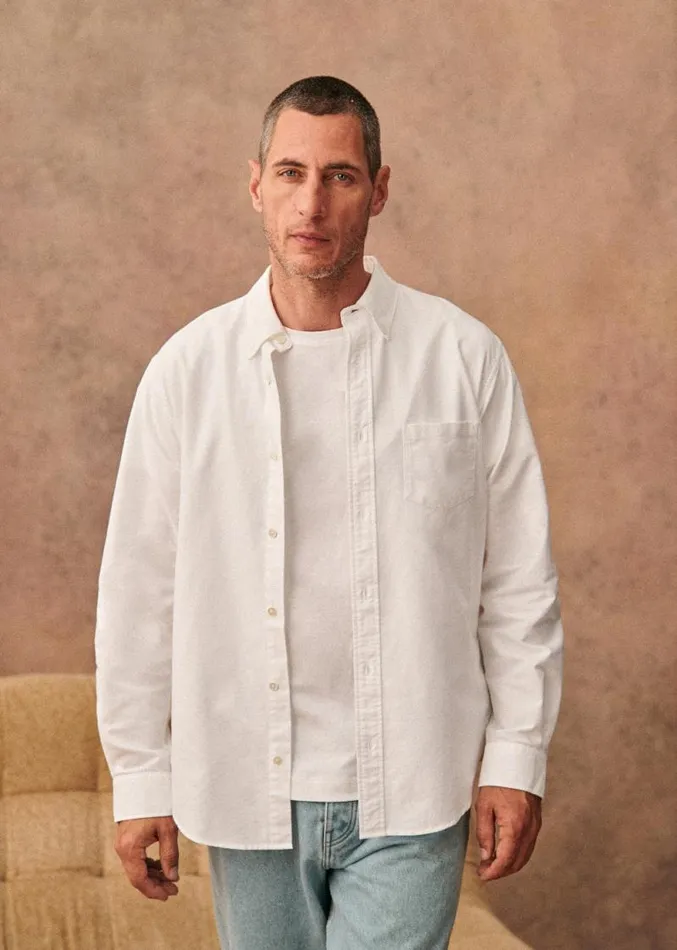 Szane Shirts Mens Charlie Casual Oxford Shirt White