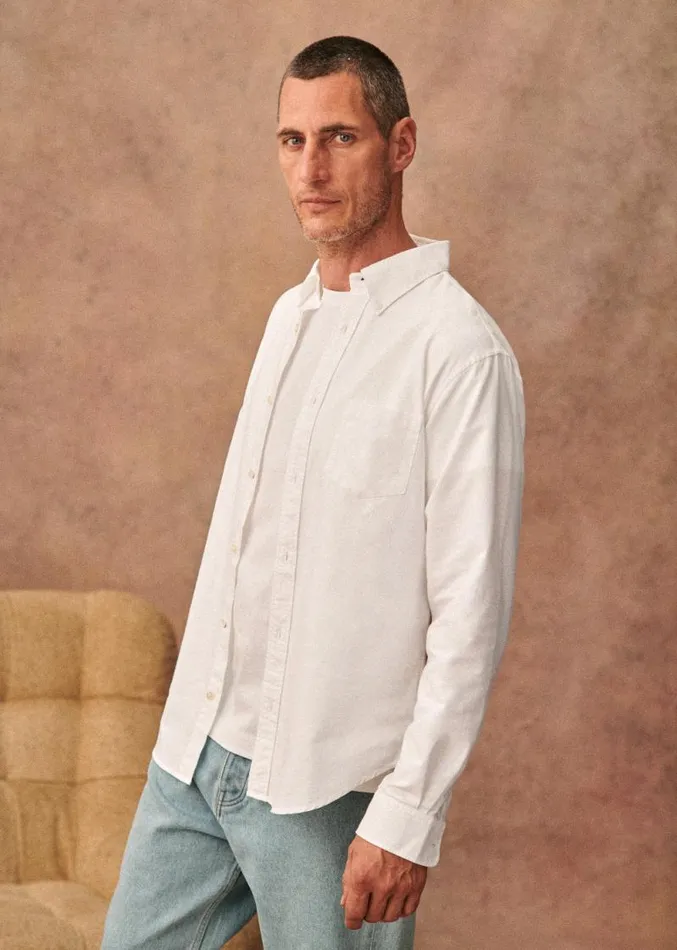 Szane Shirts Mens Charlie Casual Oxford Shirt White