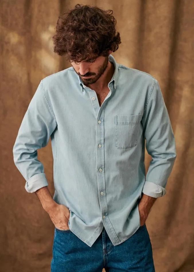 Szane Shirts Mens Miles Shirt Faded Denim