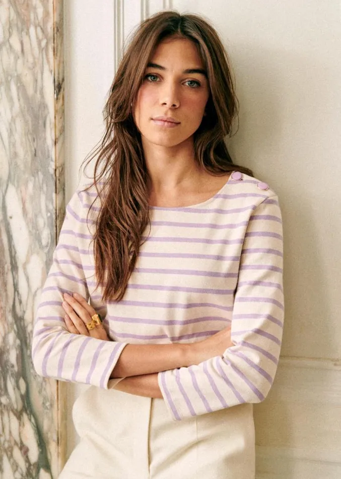 Szane Sweatshirts Womens Colette Marinire Ecru Lilac