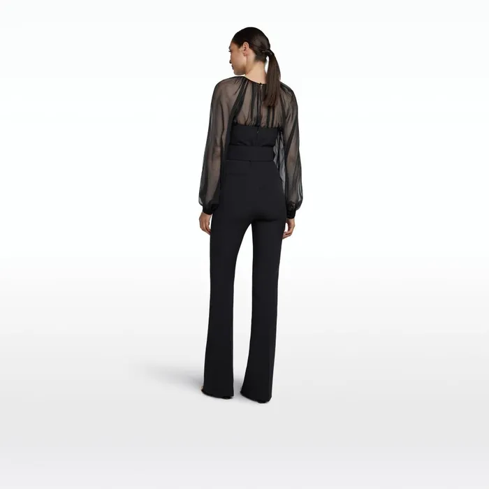 Safiyaa Aternia Black Jumpsuit With Embroidered Buckle Belt Women Jumpsuits