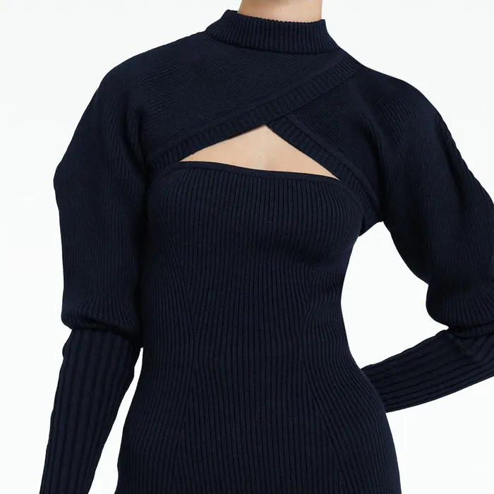 Safiyaa Carine Black Knit Women Tops
