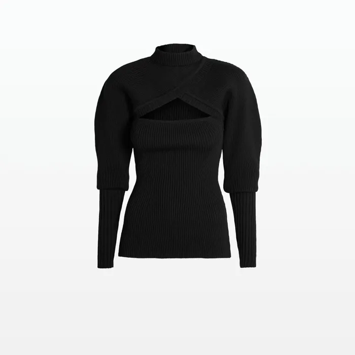 Safiyaa Carine Black Knit Women Tops