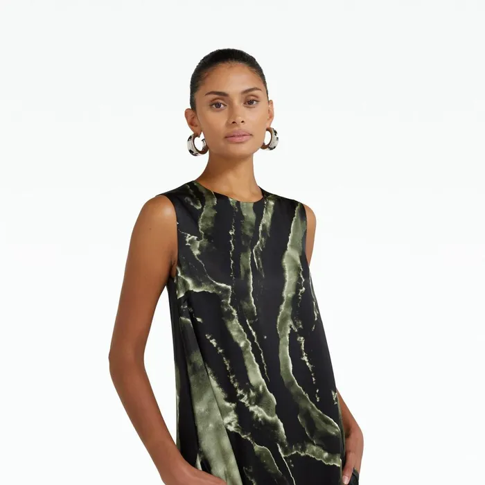Safiyaa Carrara Black Marble Print Long Dress Women Dresses