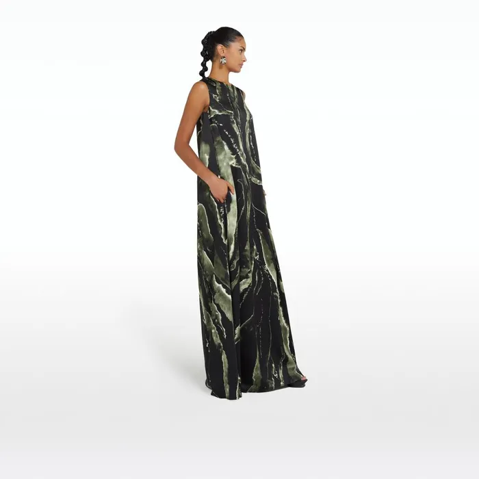 Safiyaa Carrara Black Marble Print Long Dress Women Dresses