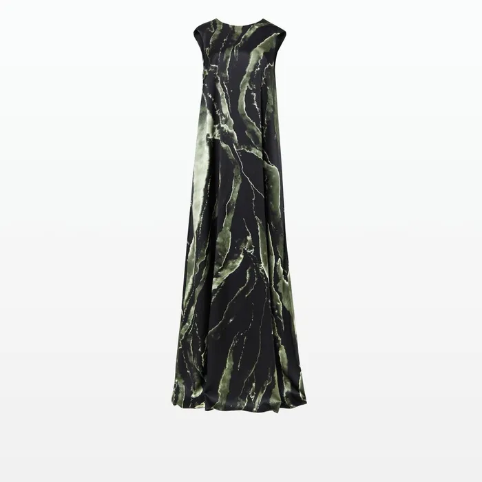 Safiyaa Carrara Black Marble Print Long Dress Women Dresses