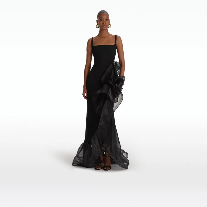 Safiyaa Derry Black Long Dress Women Dresses