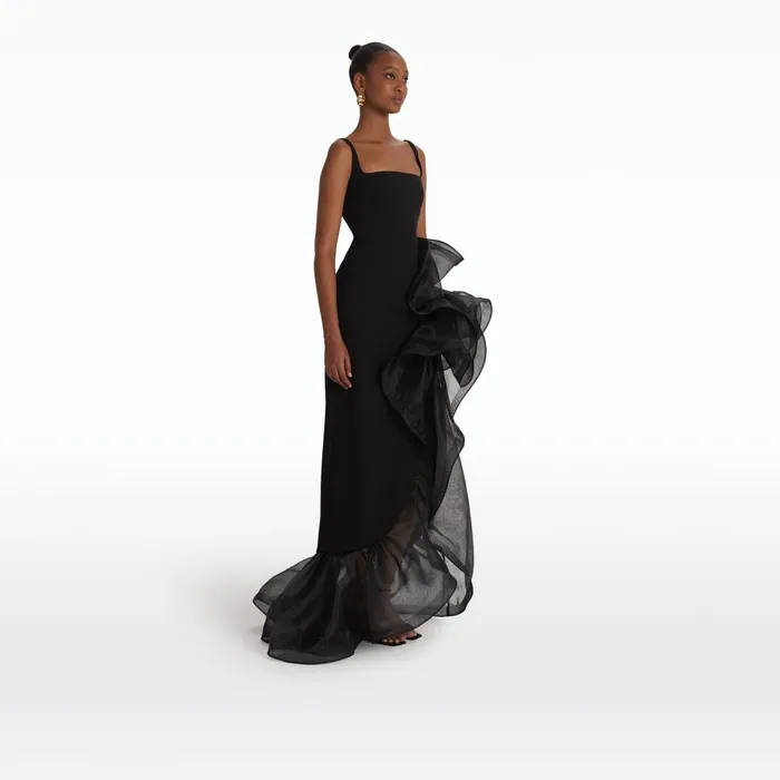 Safiyaa Derry Black Long Dress Women Dresses
