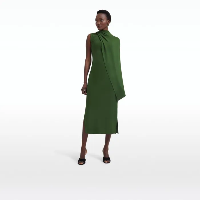 Safiyaa Dilly Moss Green Midi Dress Women Dresses