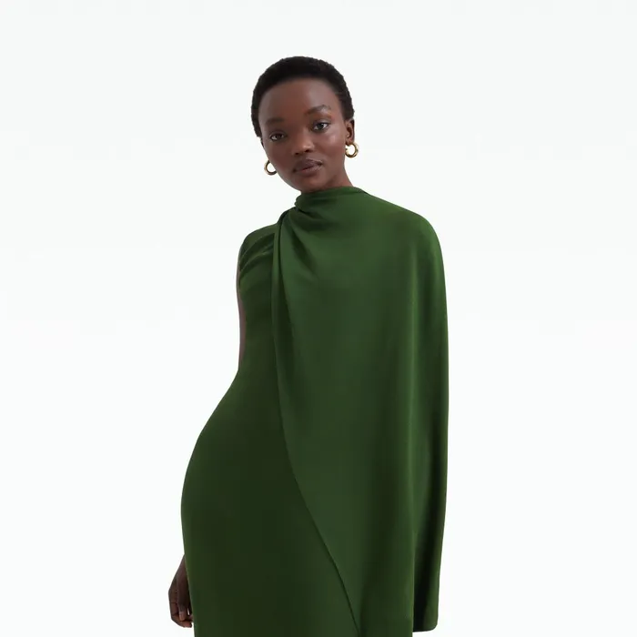 Safiyaa Dilly Moss Green Midi Dress Women Dresses