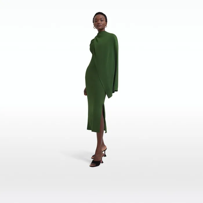 Safiyaa Dilly Moss Green Midi Dress Women Dresses