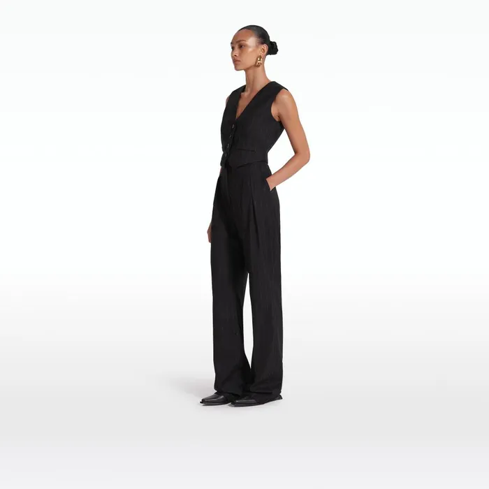 Safiyaa Ferna Black Pinstripe Trousers Women Trousers