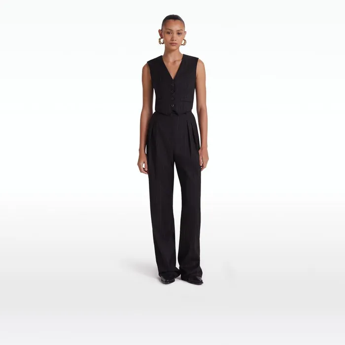Safiyaa Ferna Black Pinstripe Trousers Women Trousers