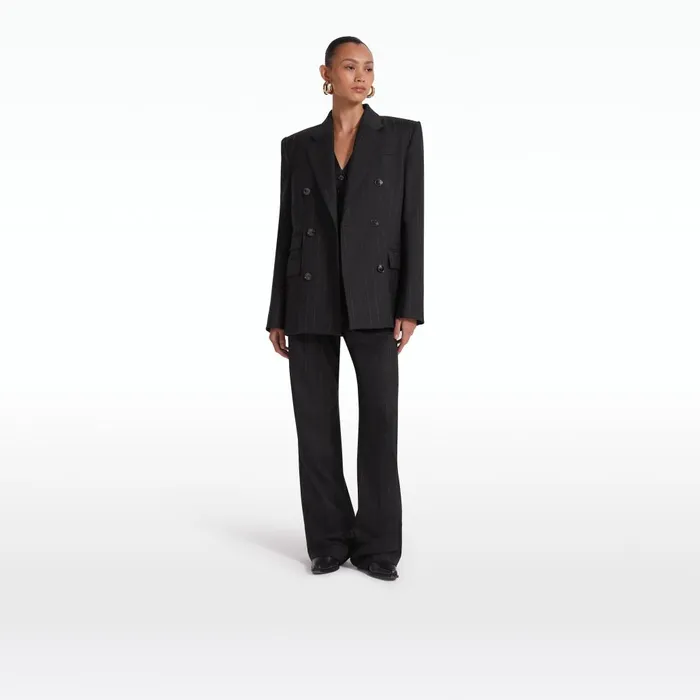 Safiyaa Ferna Black Pinstripe Trousers Women Trousers
