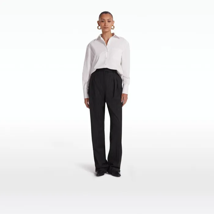 Safiyaa Ferna Black Pinstripe Trousers Women Trousers