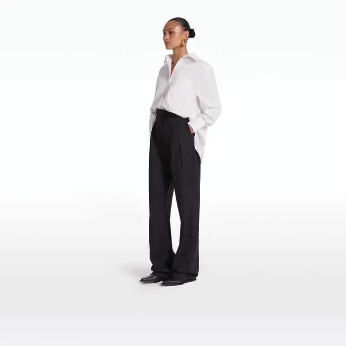 Safiyaa Ferna Black Pinstripe Trousers Women Trousers