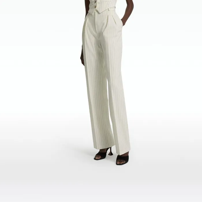 Safiyaa Ferna Ivory Pinstripe Trousers Women Trousers
