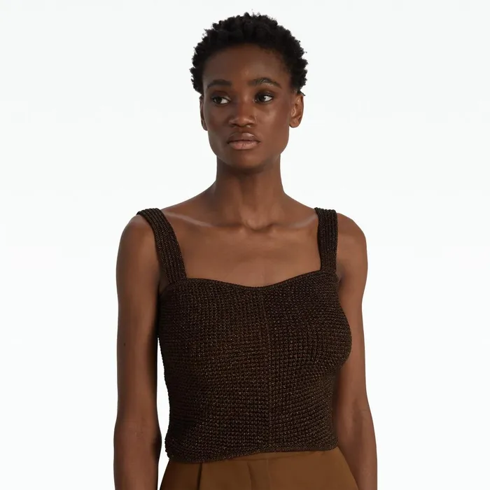 Safiyaa Geena Deep Brown Knit Top Women Knitwear