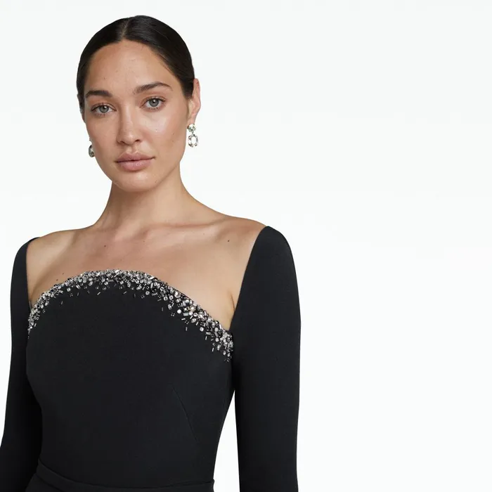 Safiyaa Heidi Black Embroidered Long Dress Women Dresses