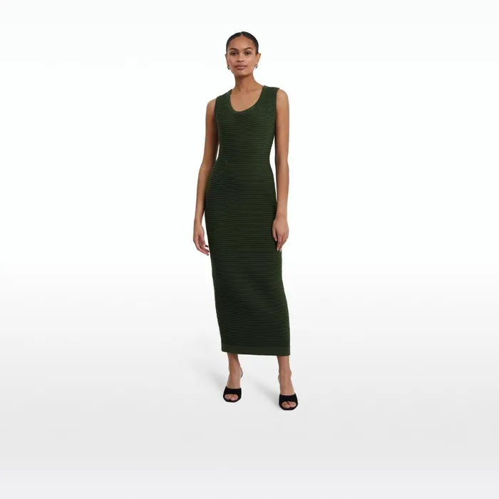 Safiyaa Klaudette Olive Crochet Midi Dress Women Dresses