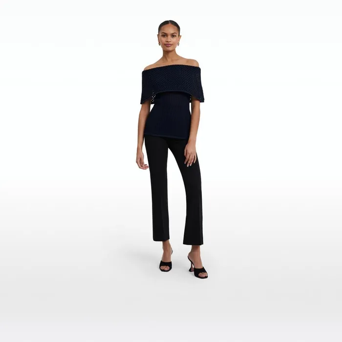 Safiyaa Kora Navy Knit Top Women Tops
