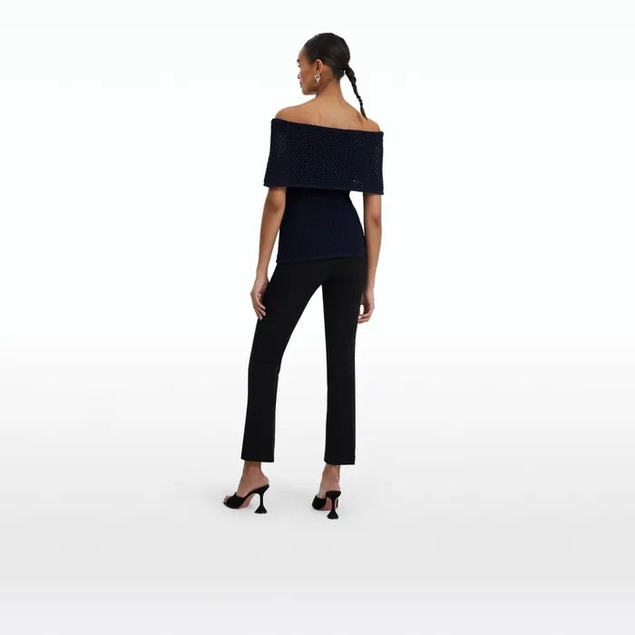 Safiyaa Kora Navy Knit Top Women Tops